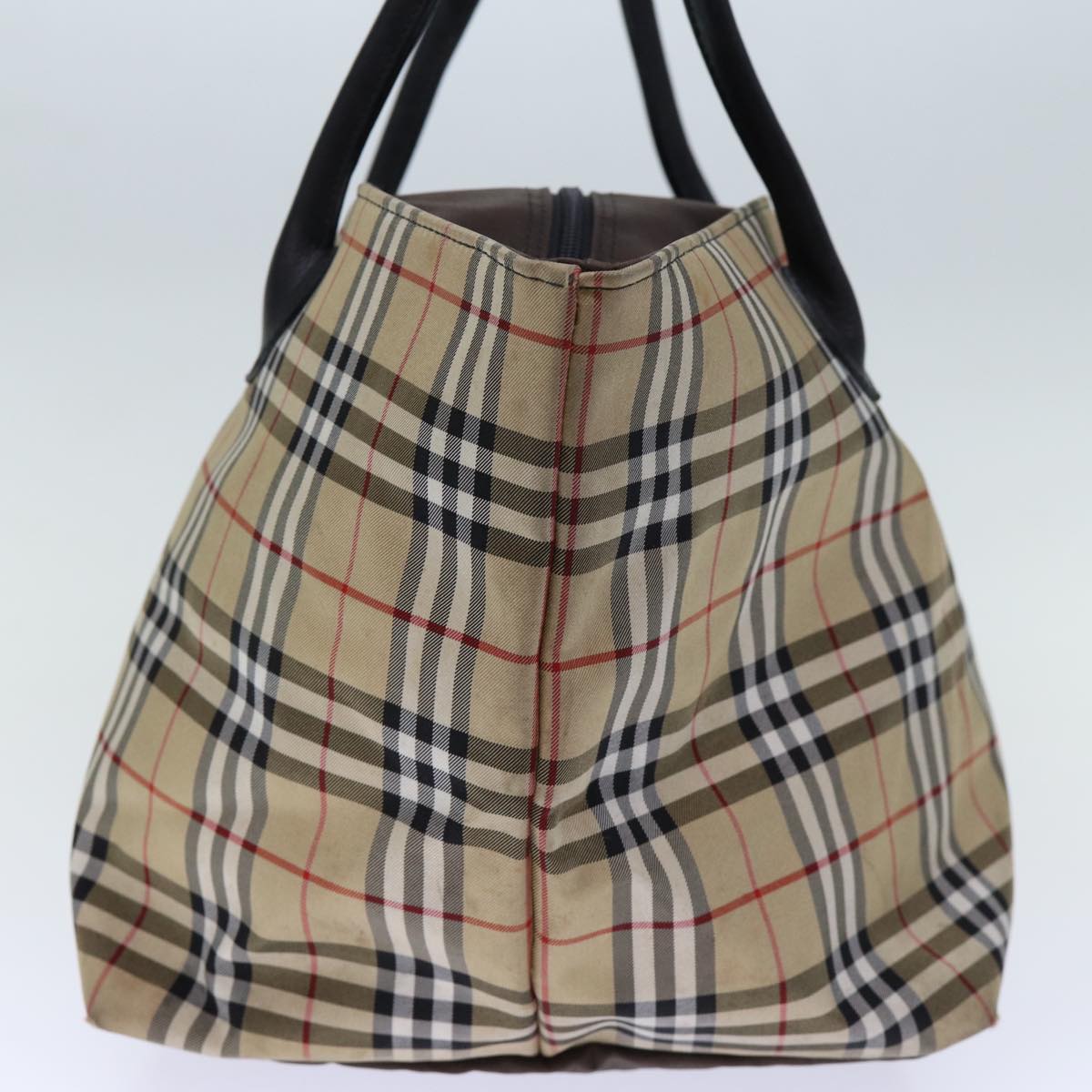Burberry Nova Check Blue Label Tote Bag Nylon Beige Brown Auth bs13688