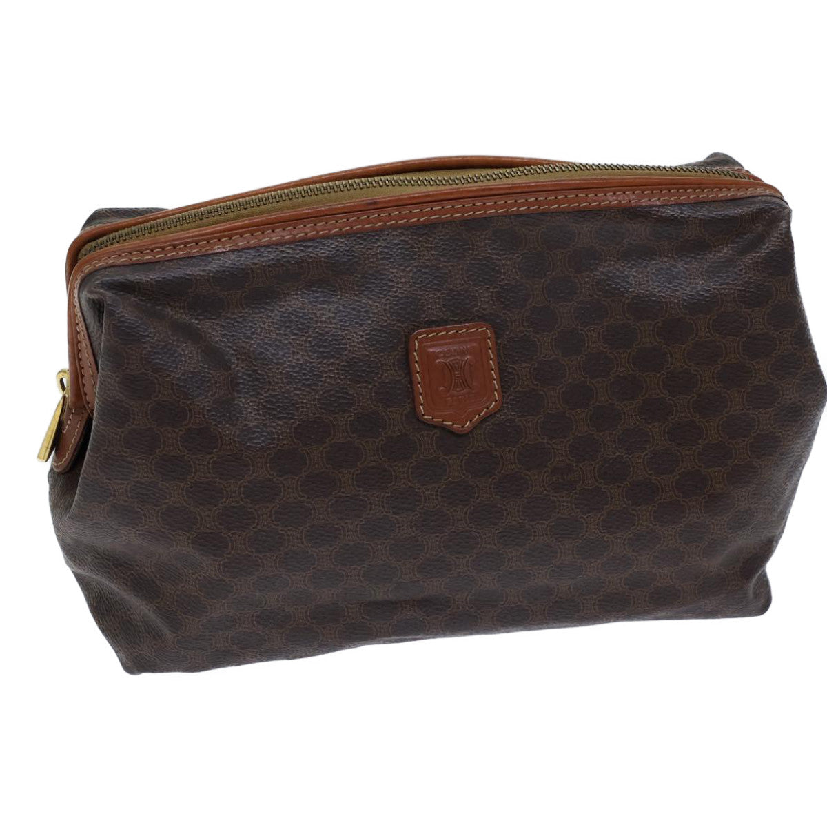 Luxury CELINE Macadam Canvas Pouch PVC Brown 13797
