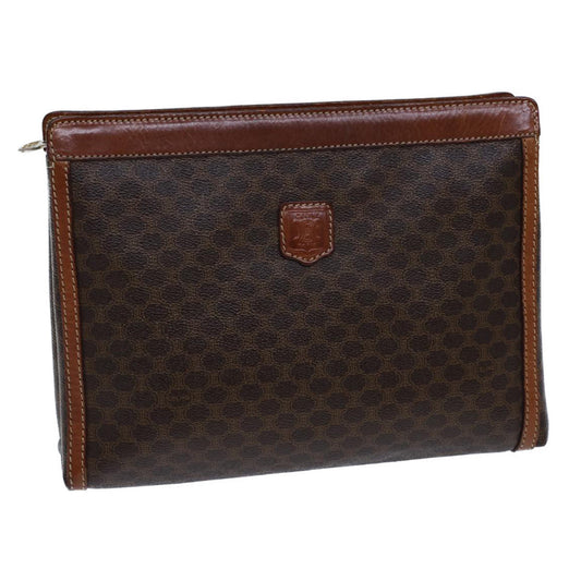 Luxury CELINE Macadam Canvas Clutch Bag PVC Brown 13810