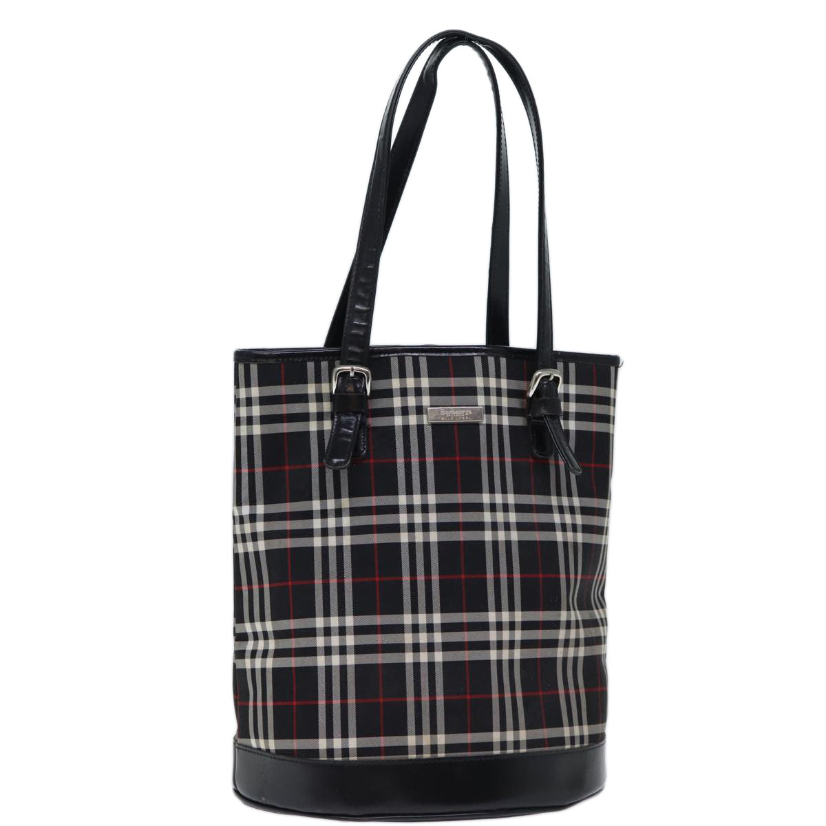 Burberry Nova Check Blue Label Shoulder Bag Canvas Black Auth bs13816