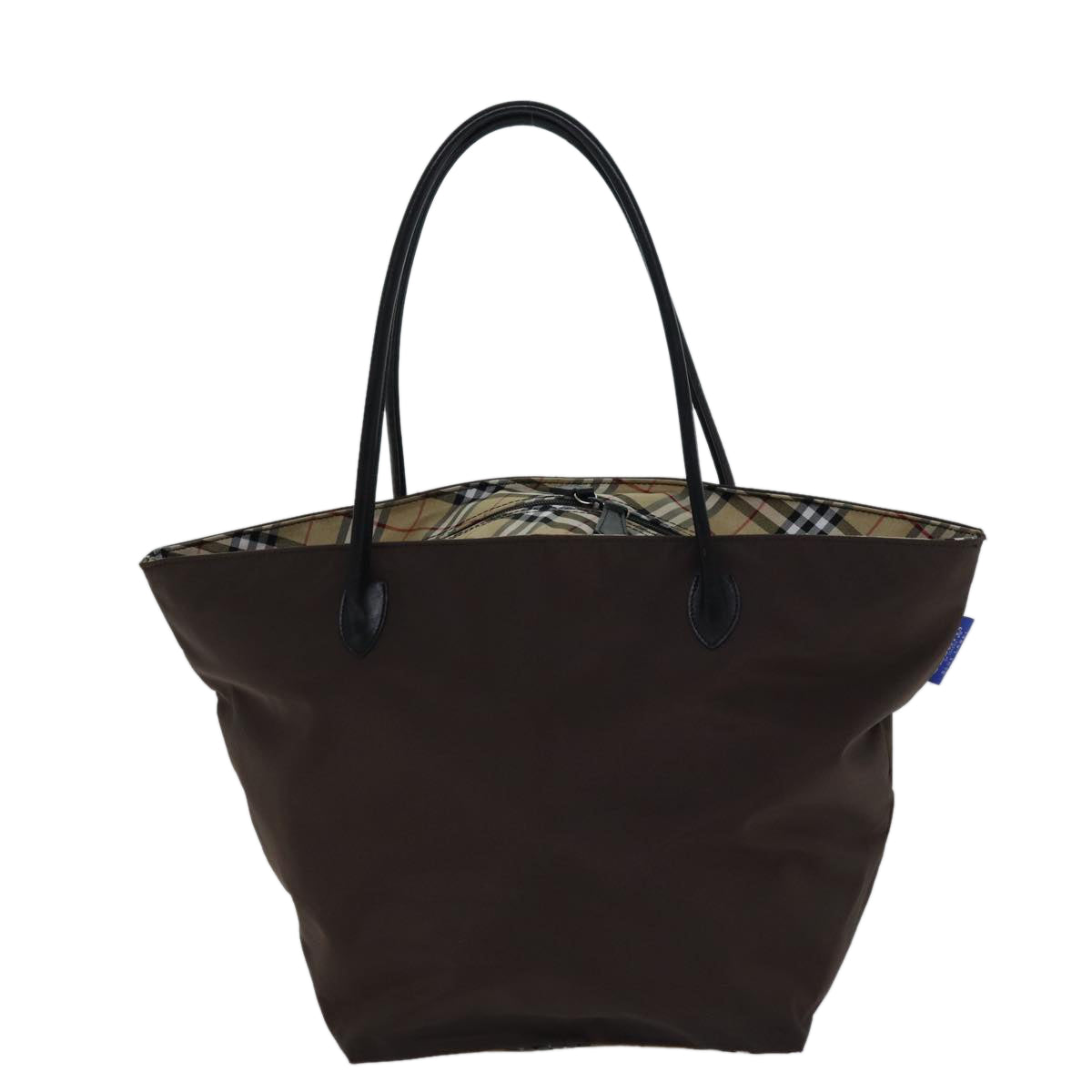 Burberry Nova Check Blue Label Tote Bag Nylon Brown Auth bs13863
