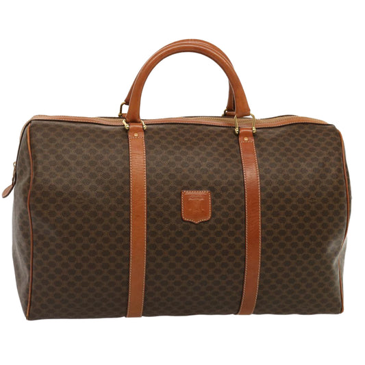 Luxury CELINE Macadam Canvas Boston Bag PVC Brown 14073