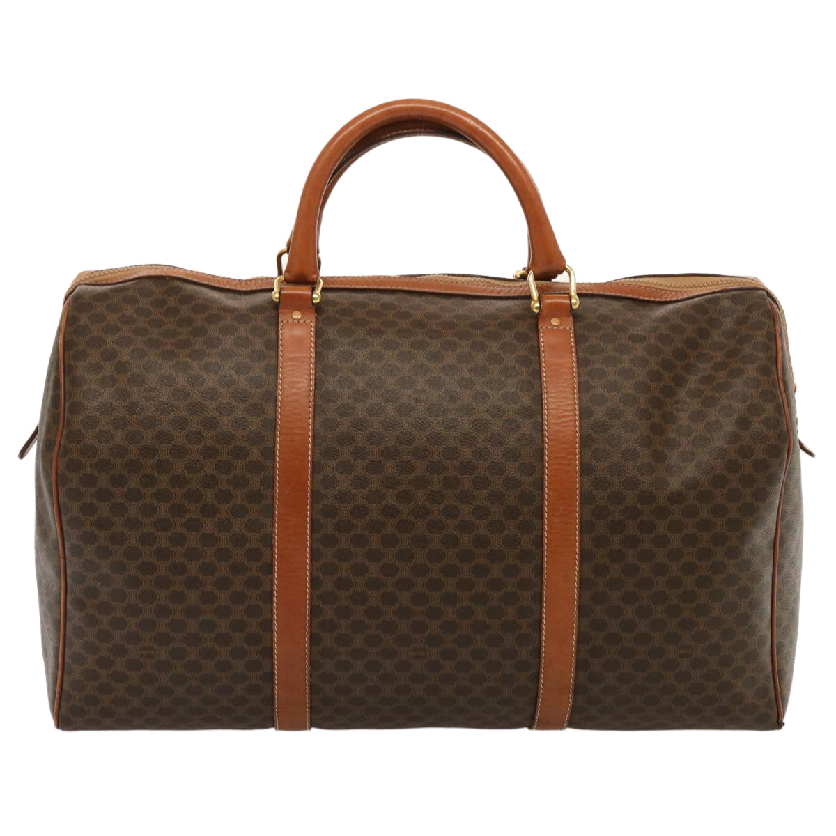 Luxury CELINE Macadam Canvas Boston Bag PVC Brown 14073