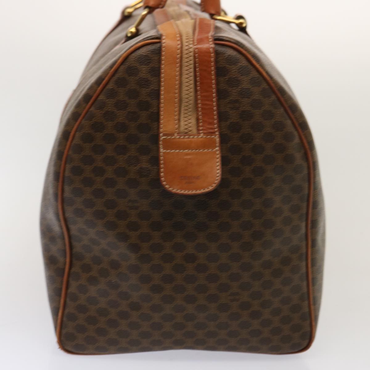 Luxury CELINE Macadam Canvas Boston Bag PVC Brown 14073