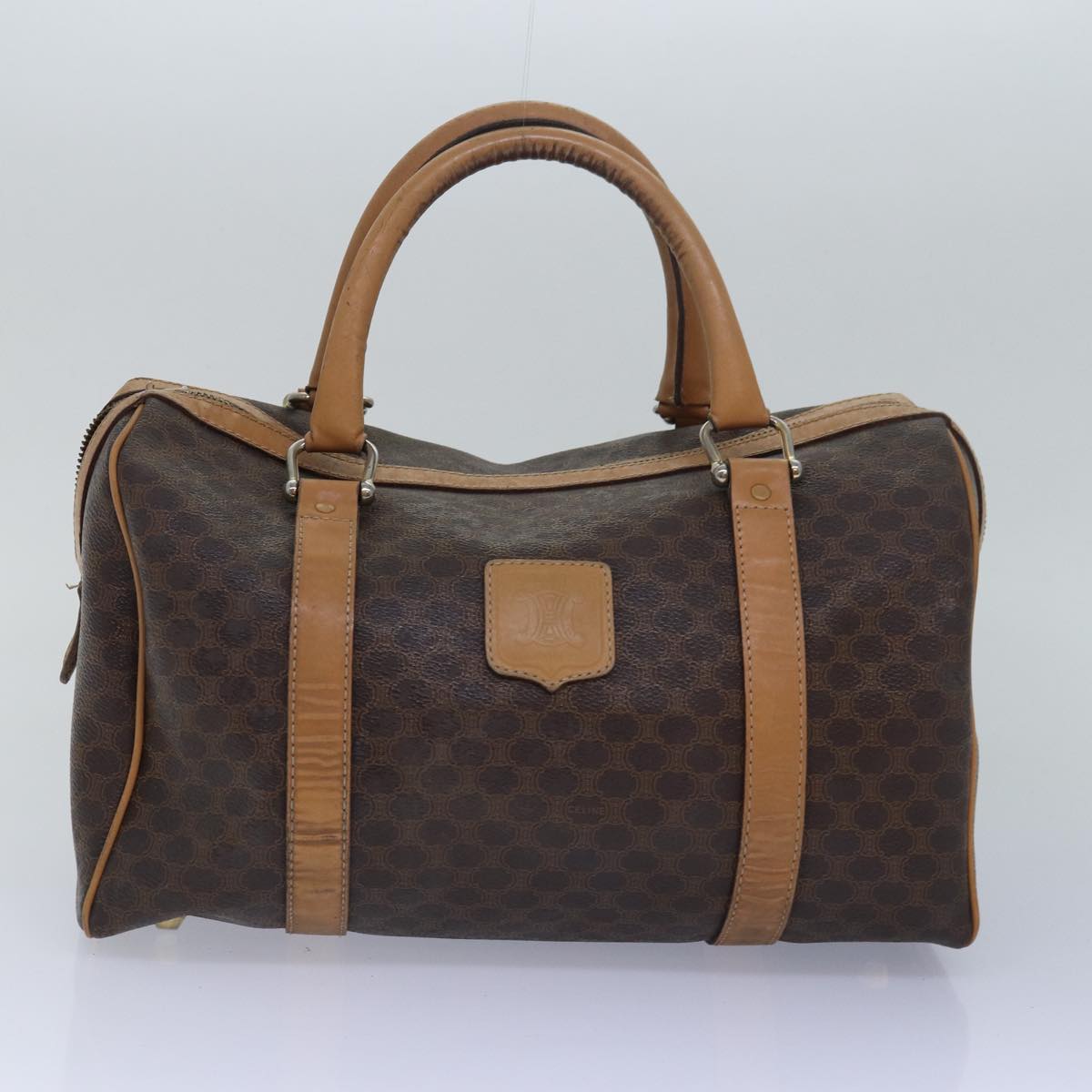 Luxury CELINE Macadam Canvas Pouch Hand Bag PVC Leather 3Set Beige Brown 14082