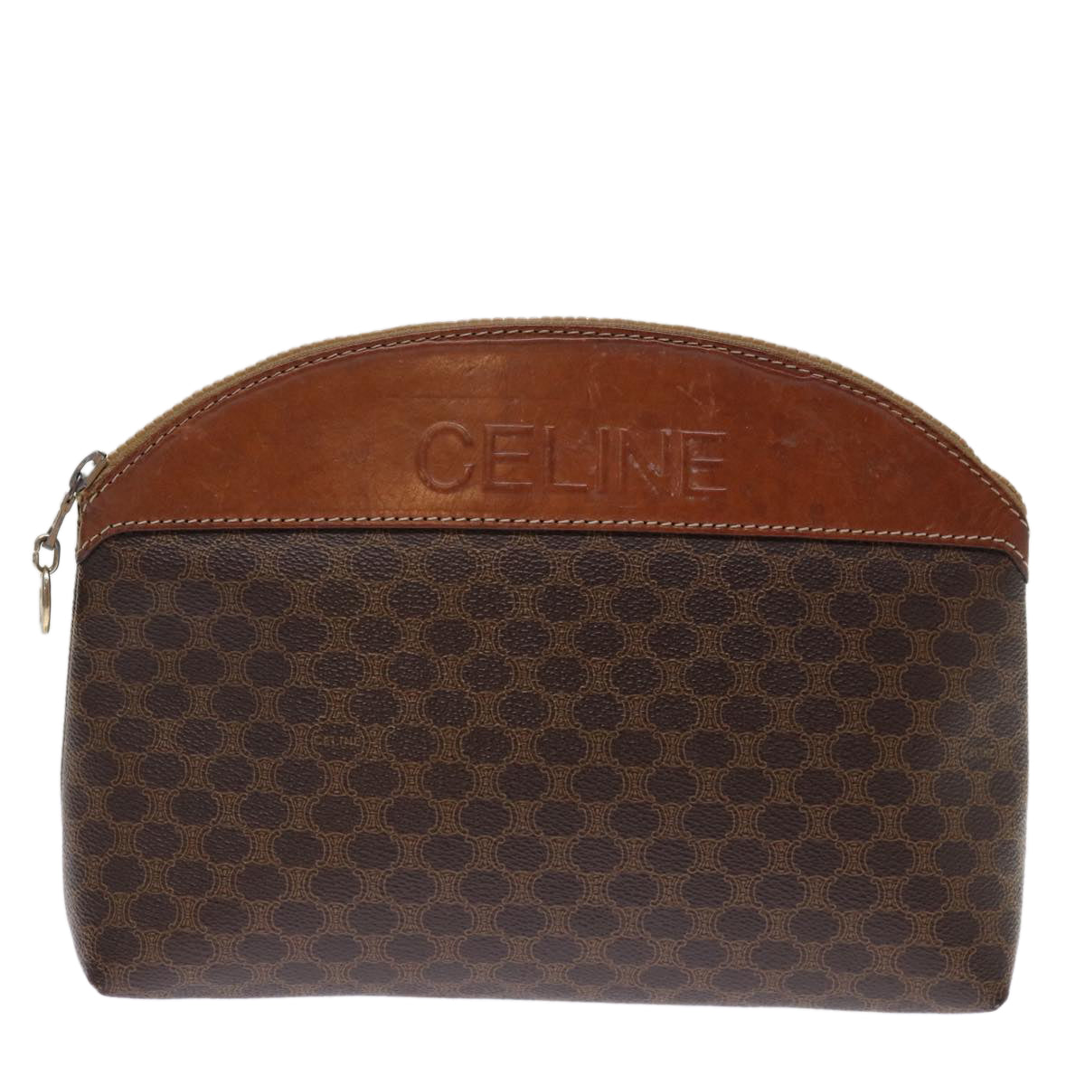 Luxury CELINE Macadam Canvas Pouch PVC Brown 14108