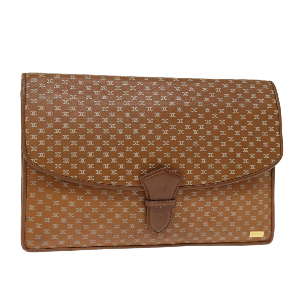 Luxury CELINE Macadam Canvas Clutch Bag Brown 14112