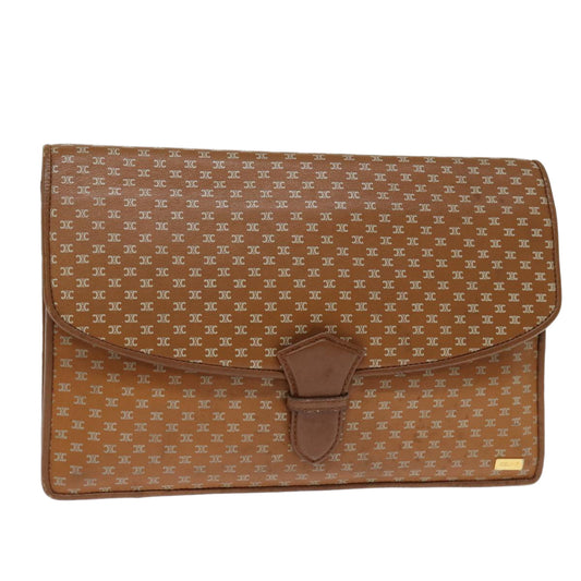Luxury CELINE Macadam Canvas Clutch Bag Brown 14112