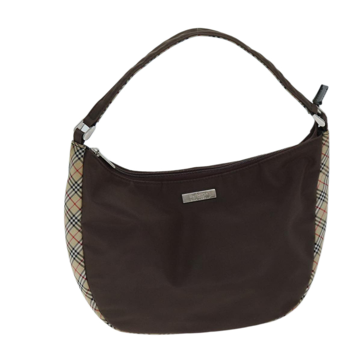 Burberry Nova Check Blue Label Shoulder Bag Nylon Beige Brown Auth bs14139