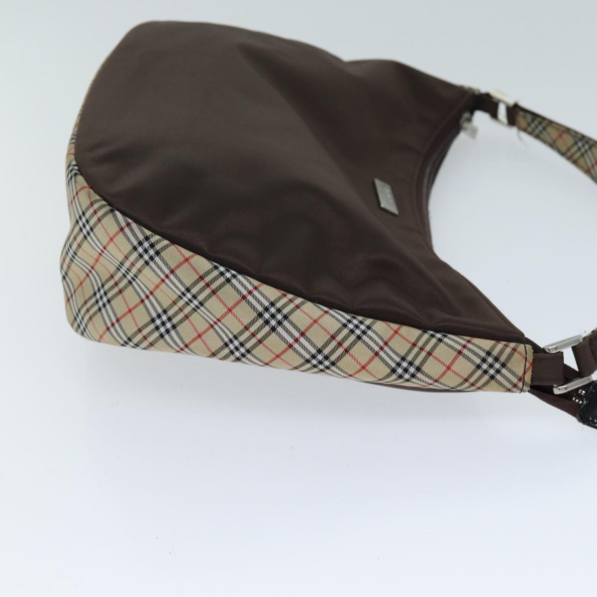 Burberry Nova Check Blue Label Shoulder Bag Nylon Beige Brown Auth bs14139