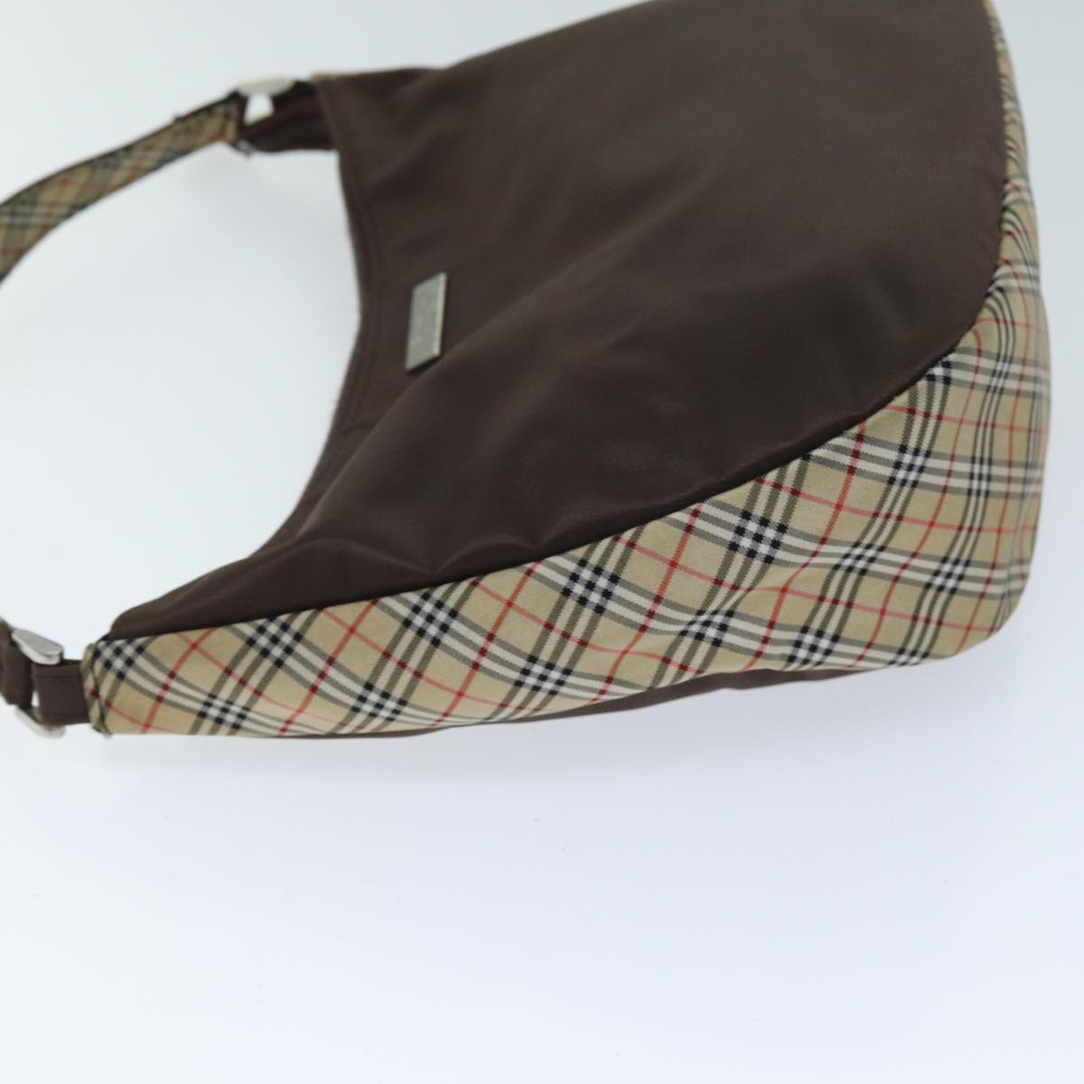 Burberry Nova Check Blue Label Shoulder Bag Nylon Beige Brown Auth bs14139