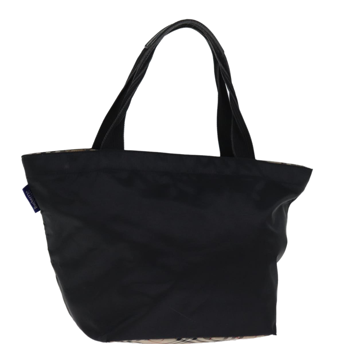 Burberry Nova Check Blue Label Hand Bag Nylon Black Auth bs14212