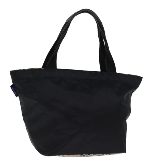 Burberry Nova Check Blue Label Hand Bag Nylon Black Auth bs14212