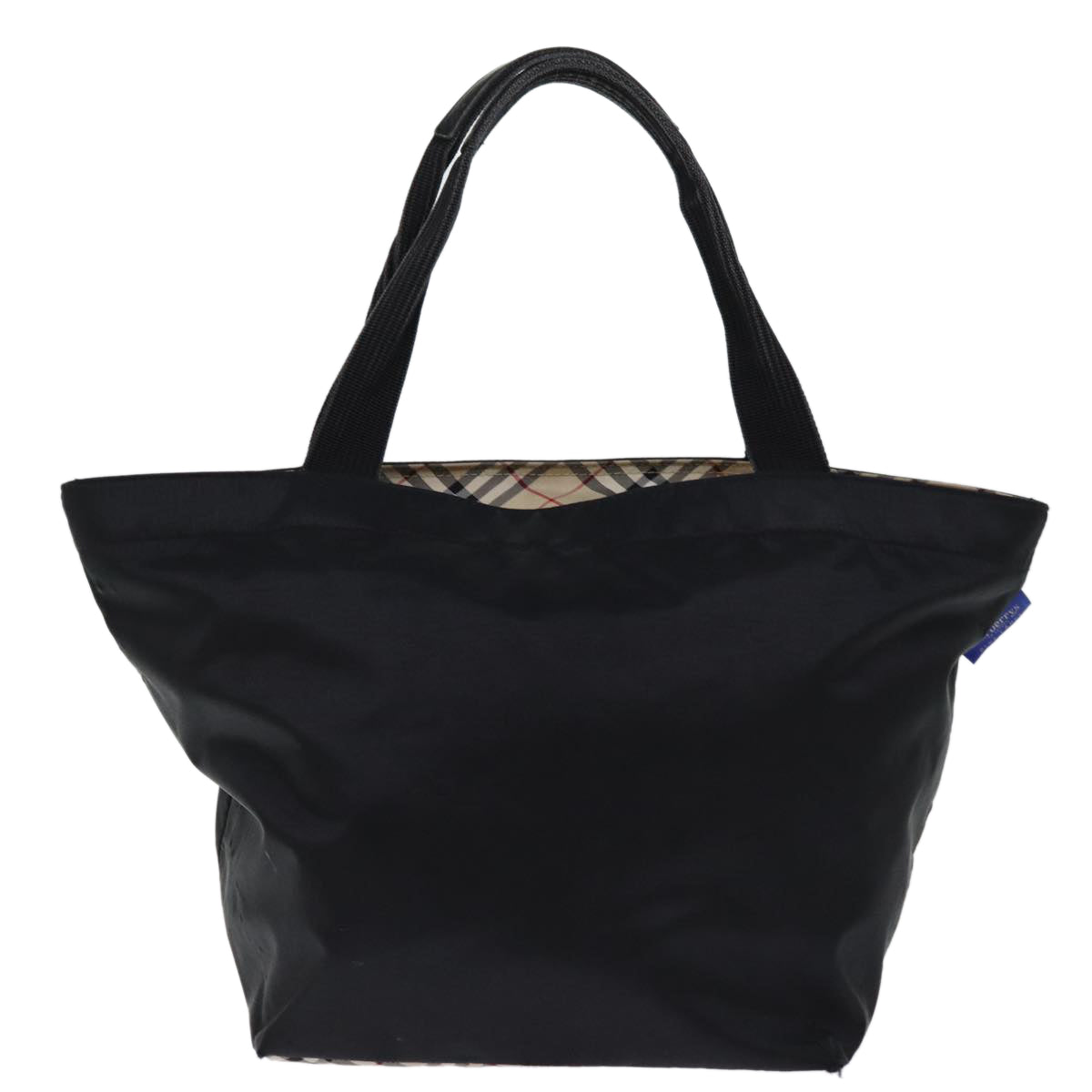 Burberry Nova Check Blue Label Hand Bag Nylon Black Auth bs14212