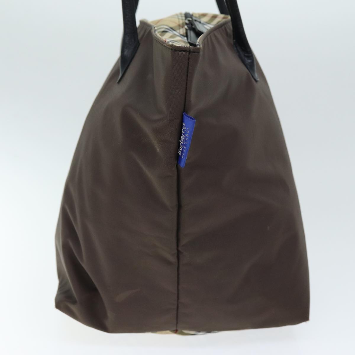 BURBERRYSs Blue Label Nova Check Tote Bag Nylon Brown Auth bs14252