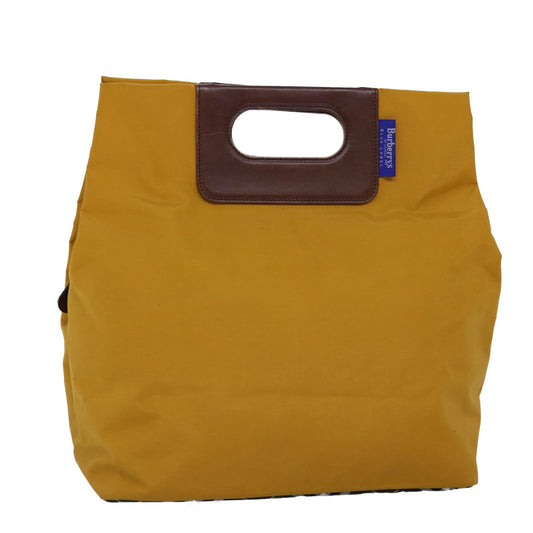 Burberry Nova Check Blue Label Hand Bag Nylon Yellow Auth bs14254