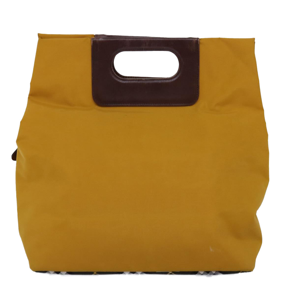 Burberry Nova Check Blue Label Hand Bag Nylon Yellow Auth bs14254