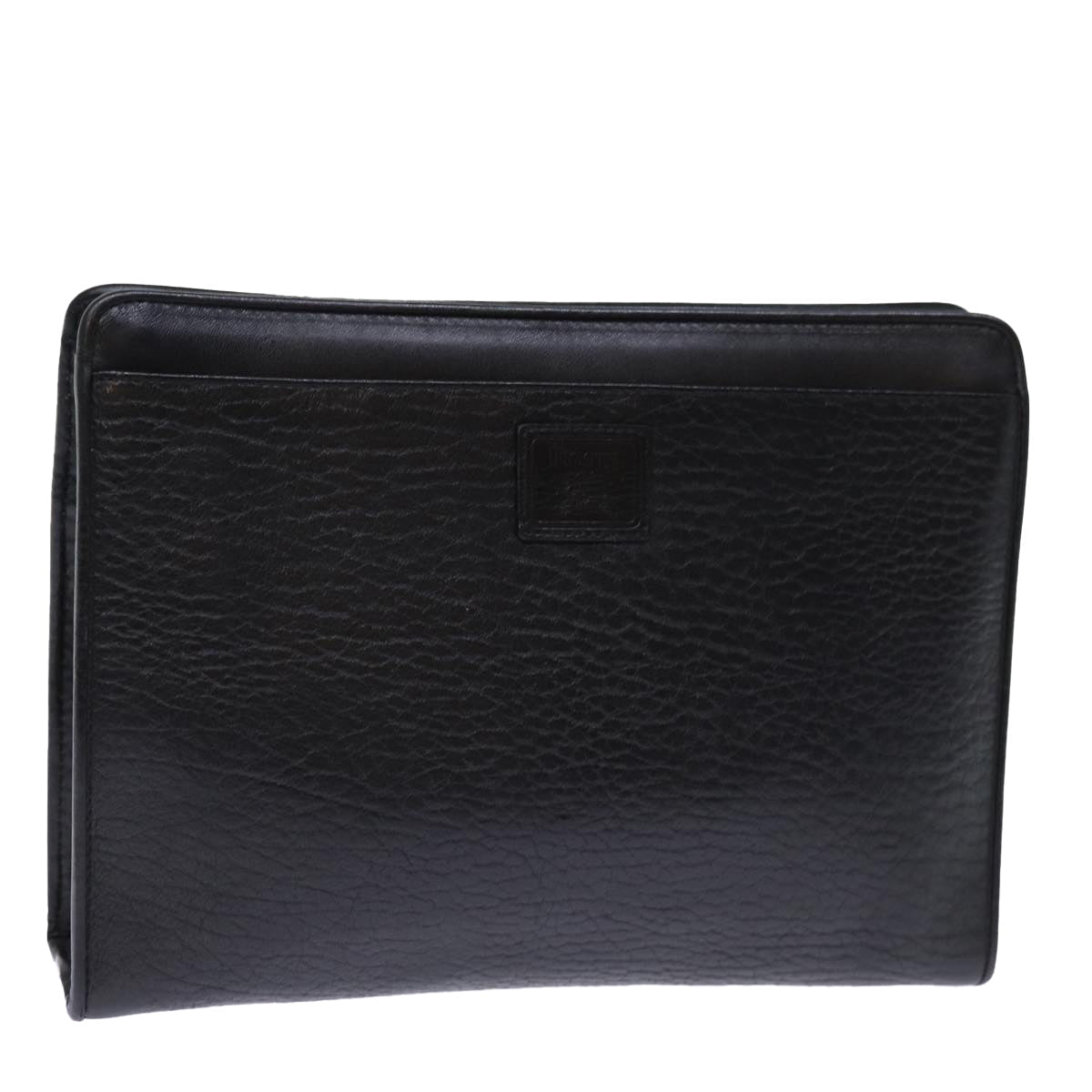 Burberry Clutch Bag Leather Black Auth bs14320