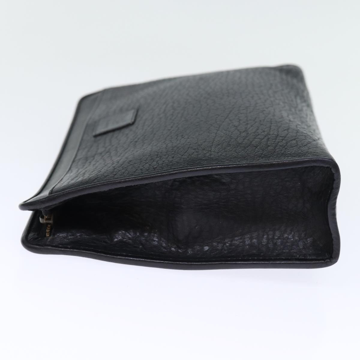 Burberry Clutch Bag Leather Black Auth bs14320