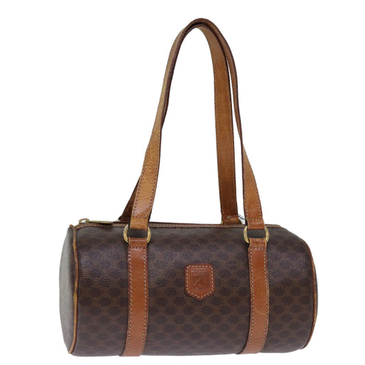 Luxury CELINE Macadam Canvas Hand Bag PVC Brown 14322