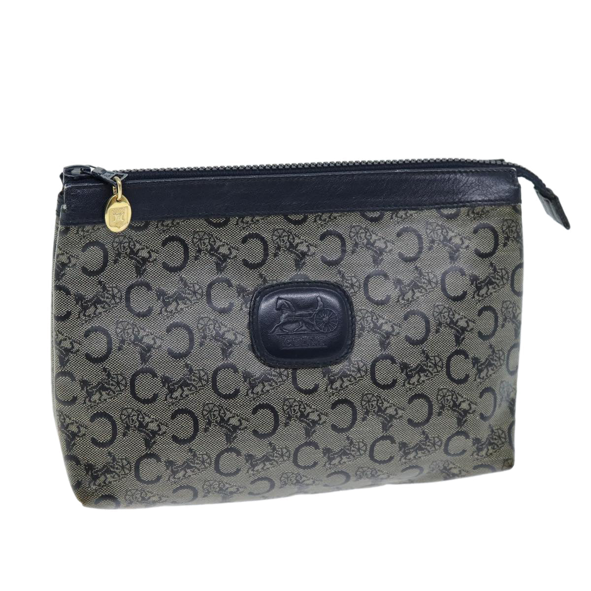 Luxury CELINE C Macadam Canvas Pouch Navy 14376