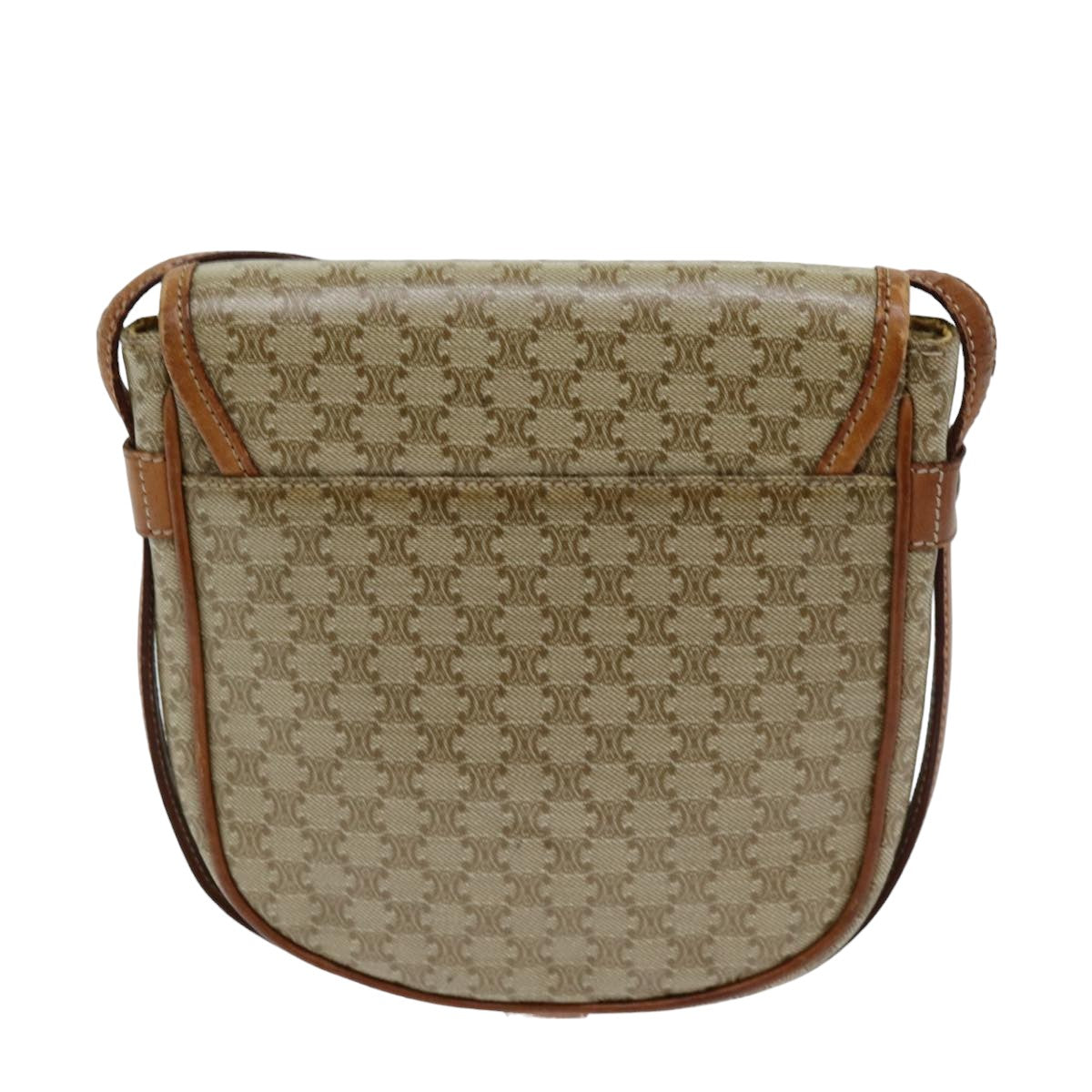 Luxury CELINE Macadam Canvas Shoulder Bag Beige 14377