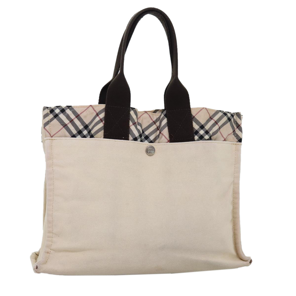 Burberry Nova Check Blue Label Hand Bag Canvas Beige Auth bs14383