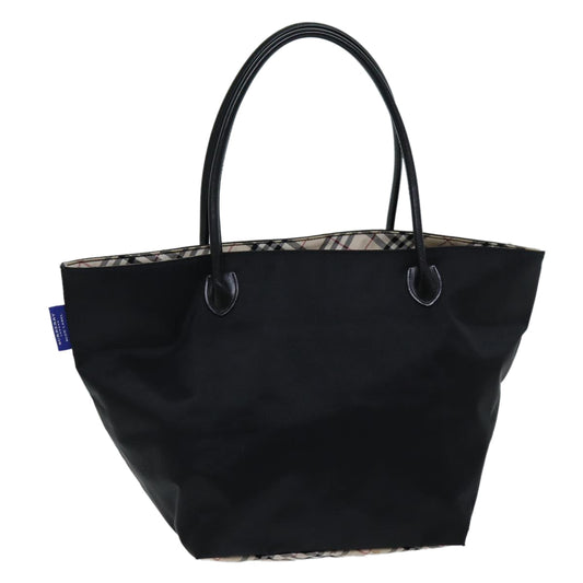 Burberry Nova Check Blue Label Tote Bag Nylon Black Beige Auth bs14385