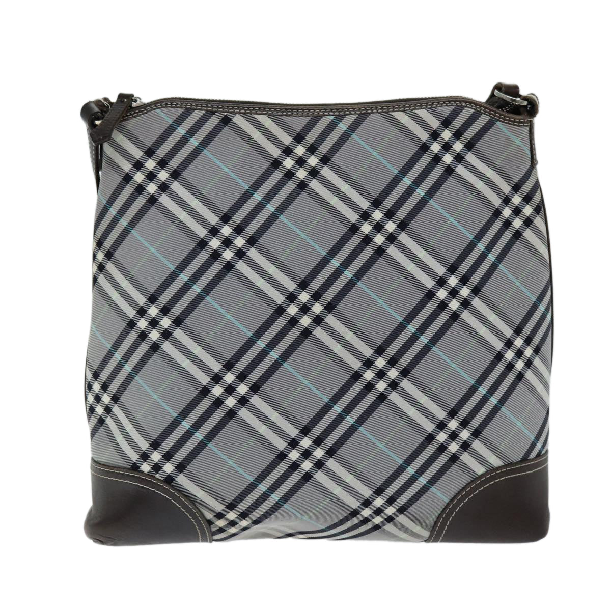 Burberry Nova Check Blue Label Shoulder Bag Nylon Black Auth bs14431