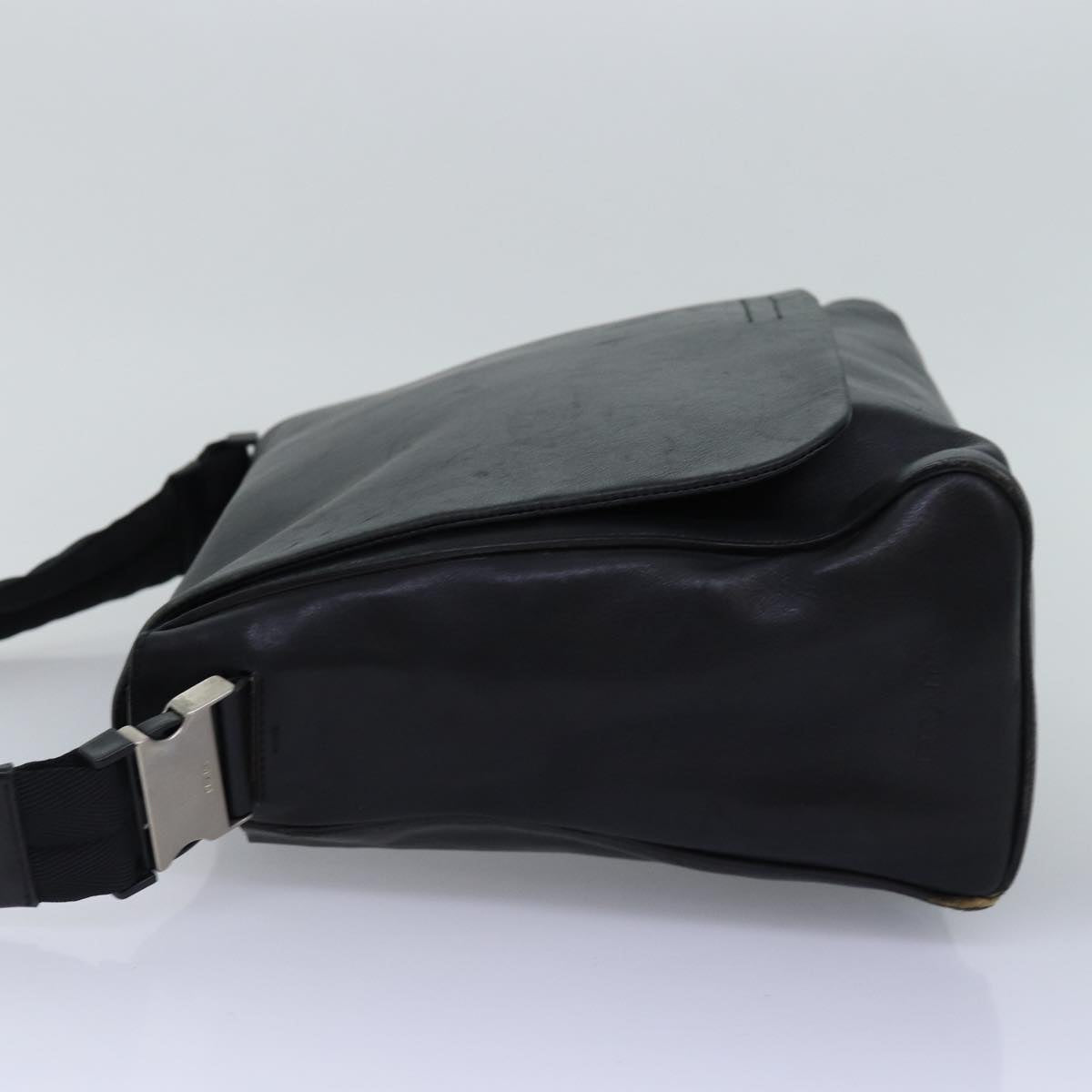 PRADA Shoulder Bag Leather Black Auth bs14610