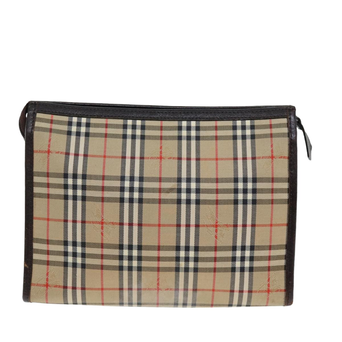 Burberry Nova Check Clutch Bag Canvas Beige Auth bs14645