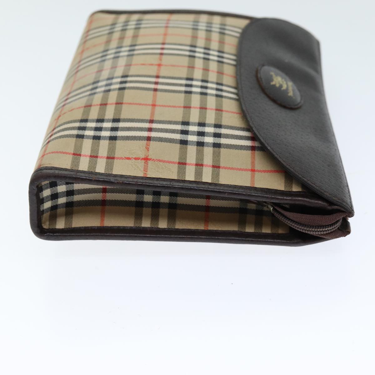 Burberry Nova Check Clutch Bag Canvas Beige Auth bs14645