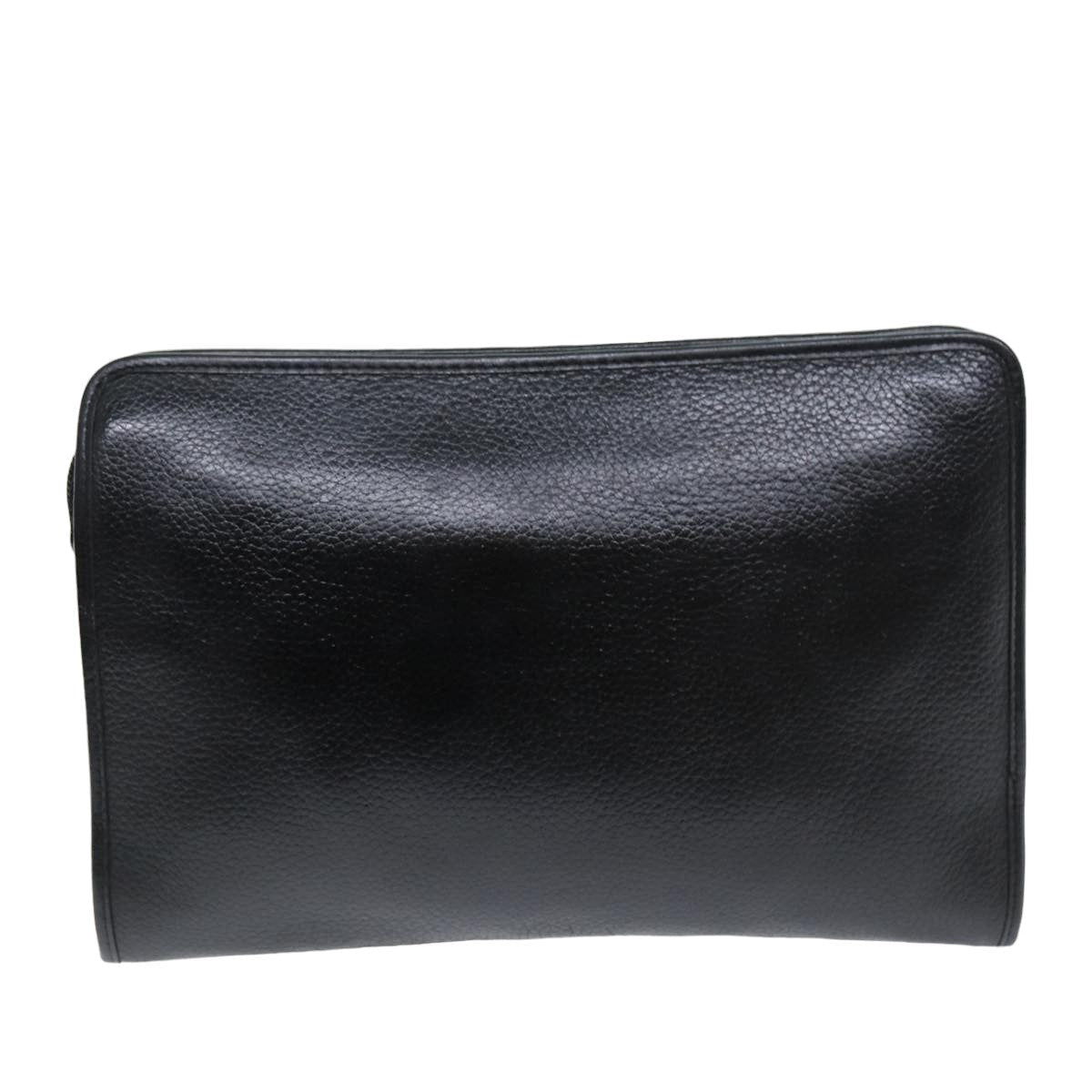 Burberry Clutch Bag Leather Black Auth bs14646