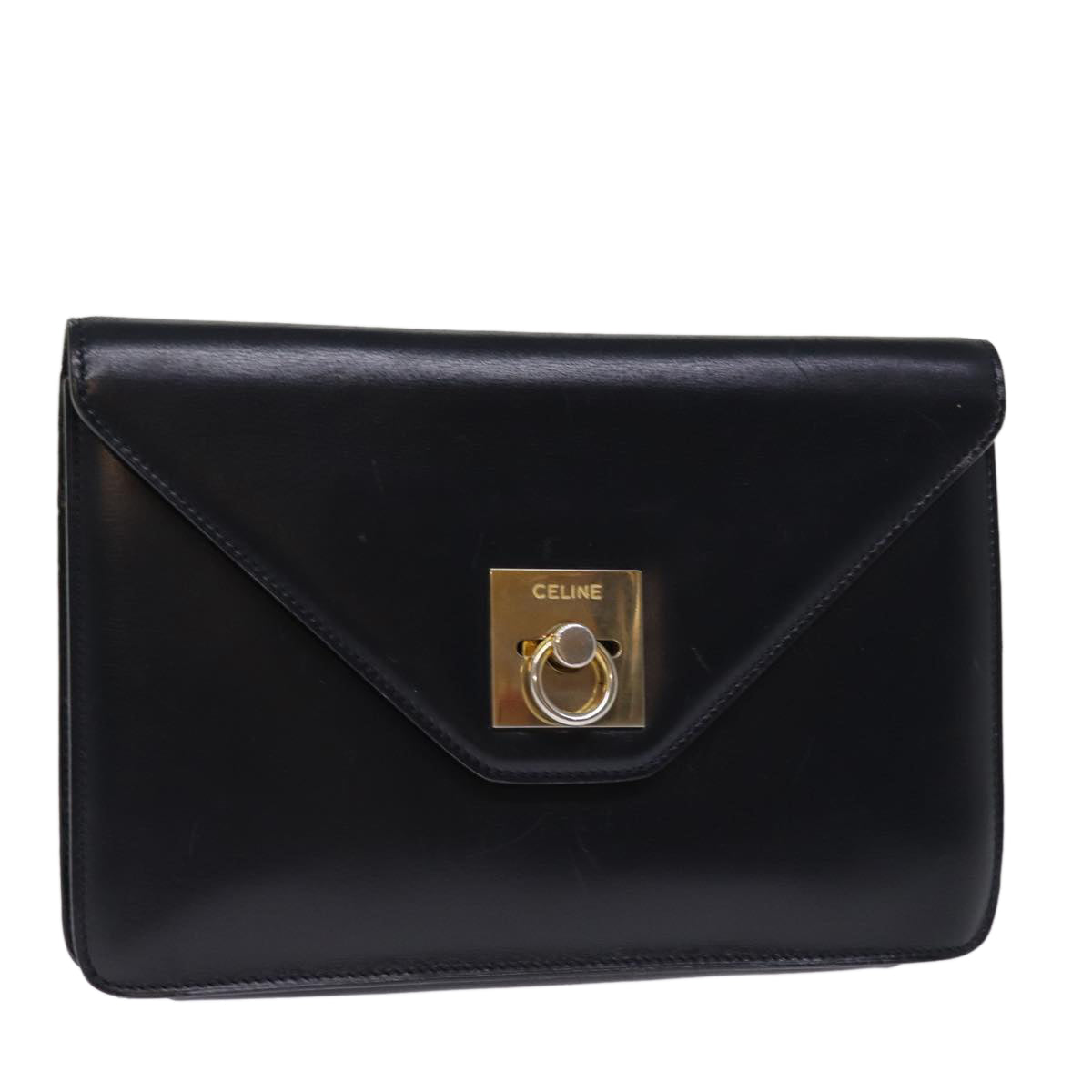 Luxury CELINE Clutch Bag Leather Black 14709