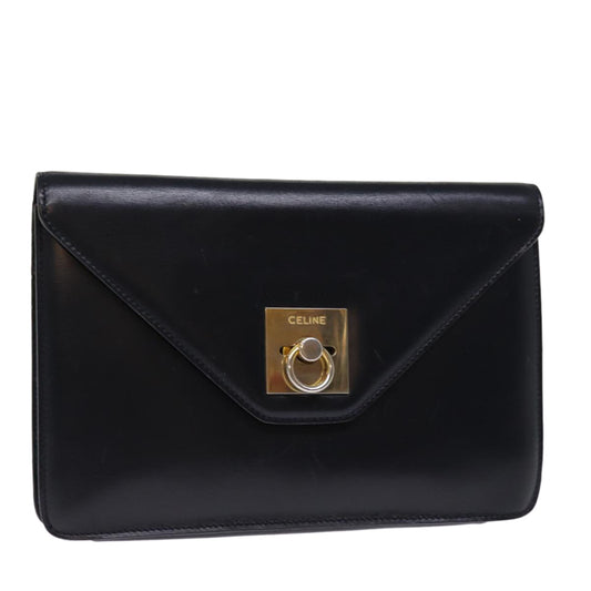 Luxury CELINE Clutch Bag Leather Black 14709