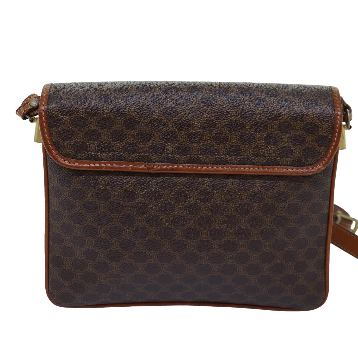 Luxury CELINE Macadam Canvas Shoulder Bag PVC Brown 14757