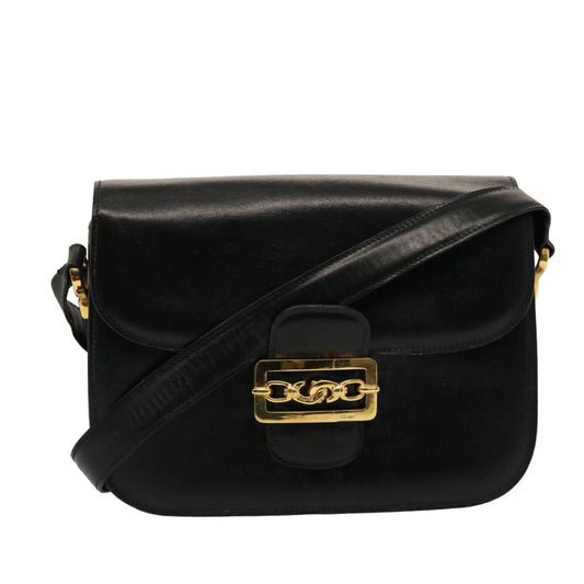 Luxury CELINE Horse Carriage Shoulder Bag Leather Black 14806