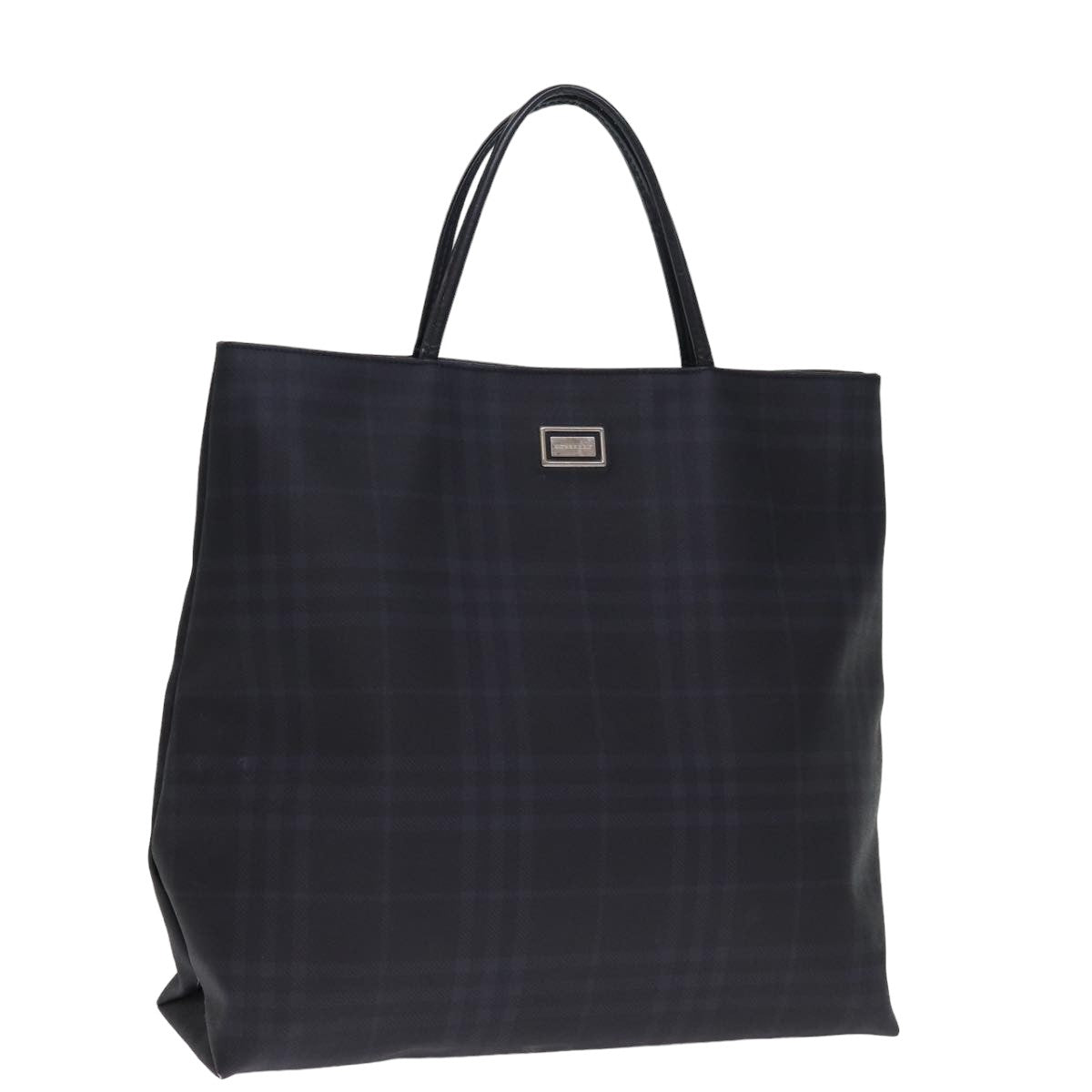 Burberry Nova Check Hand Bag Coated Canvas Black Auth bs14826