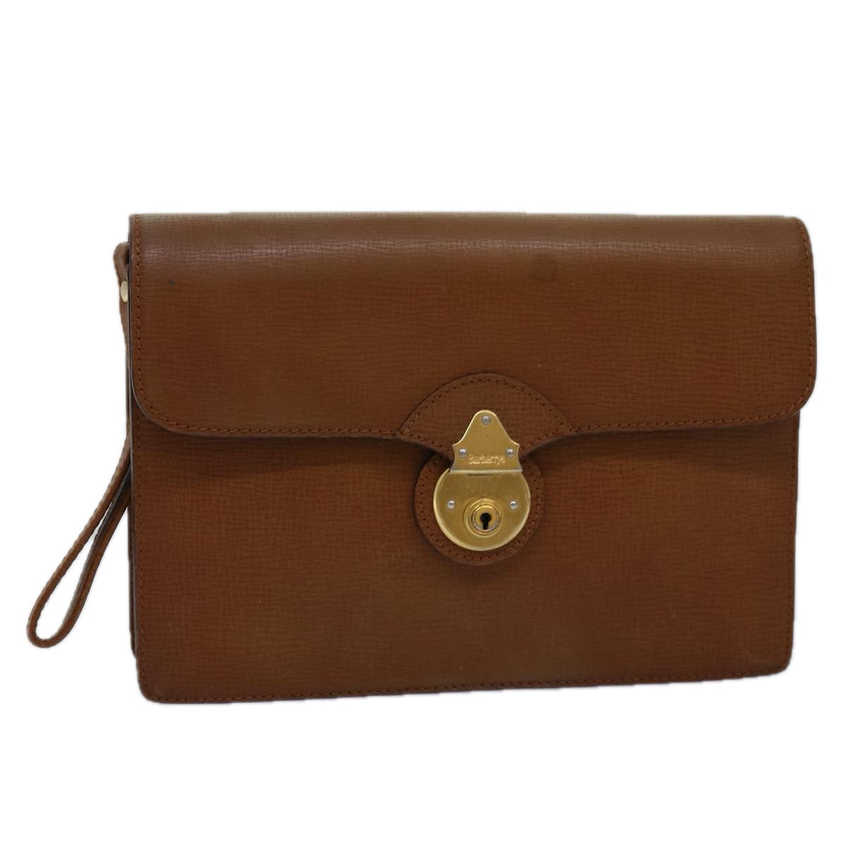 Burberry Clutch Bag Leather Brown Auth bs14900