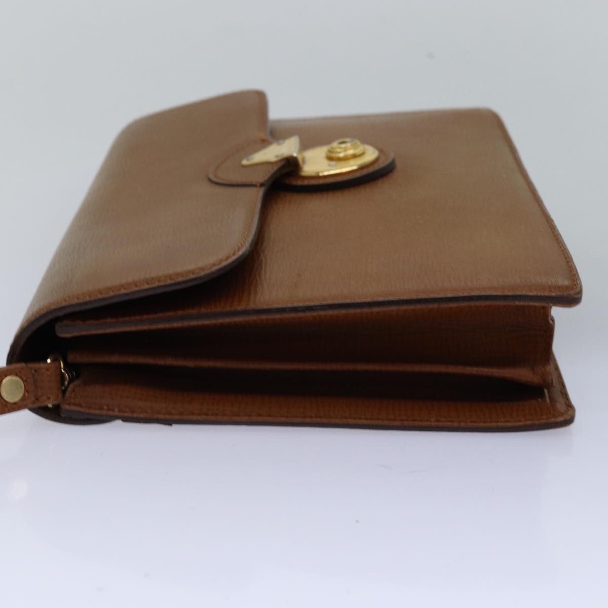 Burberry Clutch Bag Leather Brown Auth bs14900