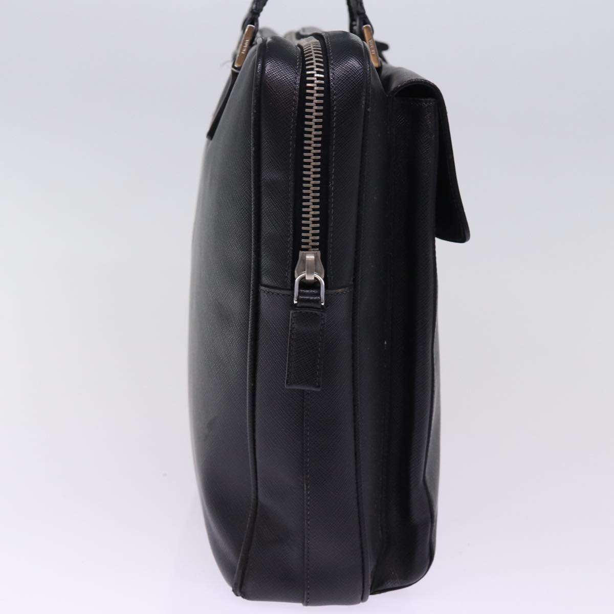 PRADA Hand Bag Safiano leather Black Auth bs14974