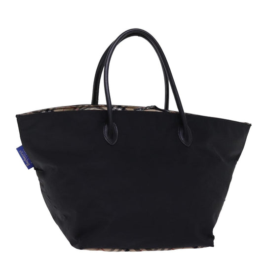 Burberry Nova Check Blue Label Hand Bag Nylon Beige Black Auth bs14994