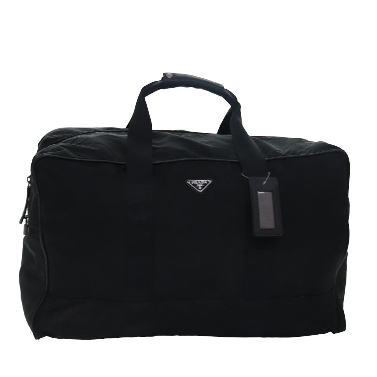 PRADA Boston Bag Enamel 2way Black Auth