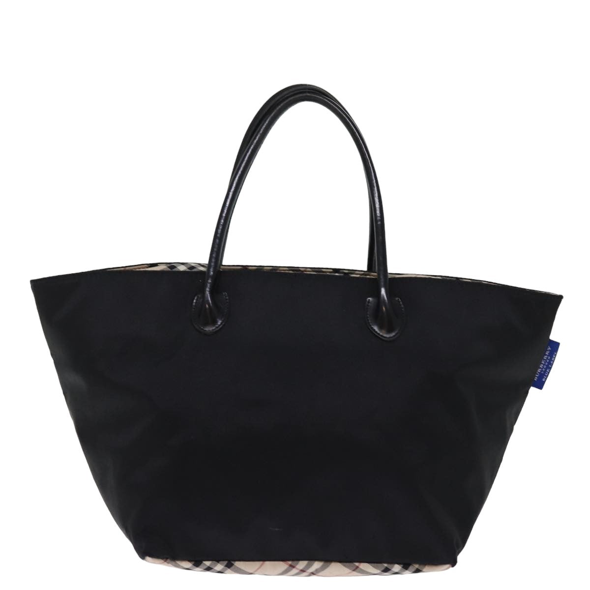 Burberry Nova Check Blue Label Tote Bag Nylon Beige Black Auth bs15059