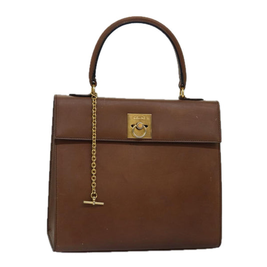 Luxury CELINE Hand Bag Leather Brown 15080