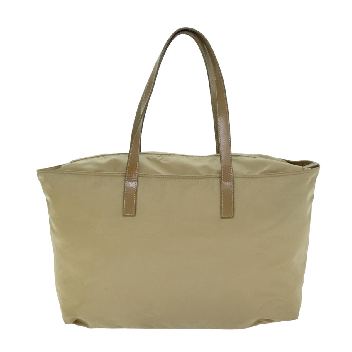 PRADA Tote Bag Nylon Beige Auth bs15117