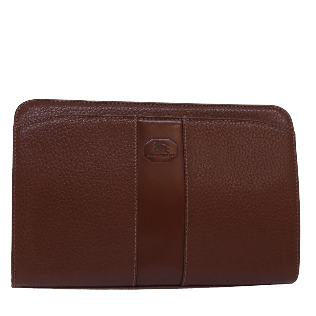 Burberry Clutch Bag Leather Brown Auth bs15138