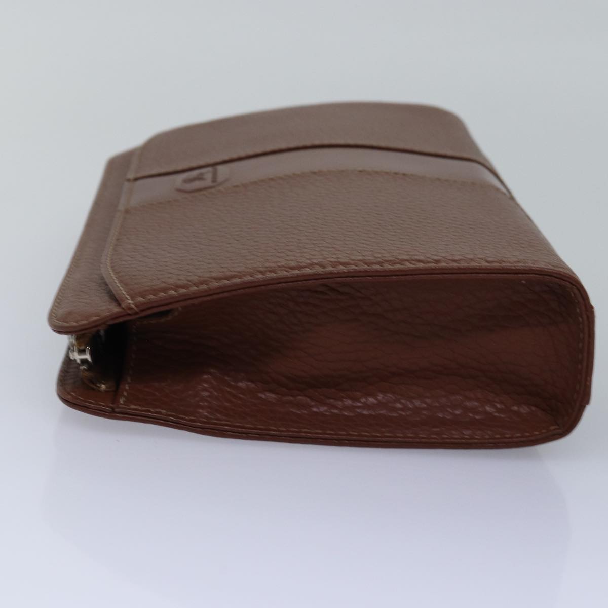 Burberry Clutch Bag Leather Brown Auth bs15138