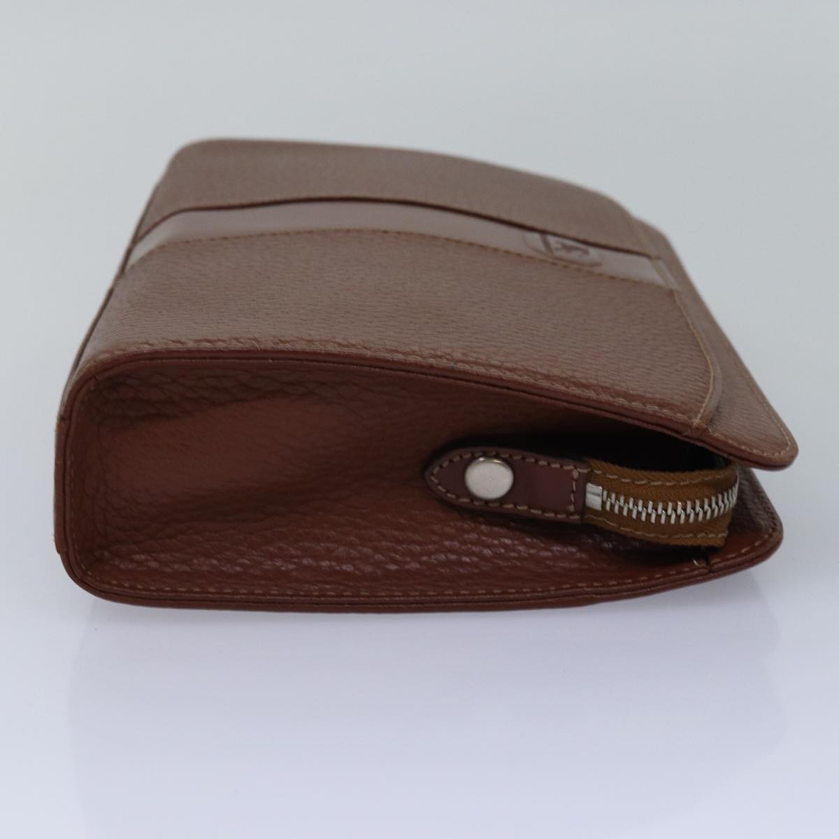 Burberry Clutch Bag Leather Brown Auth bs15138