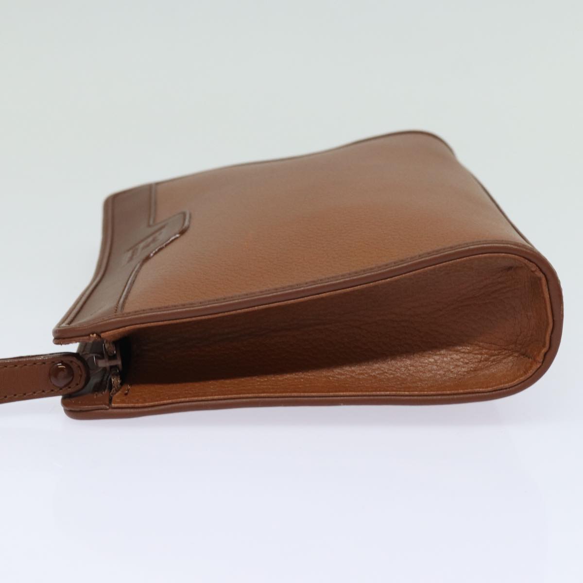 BurberrySs Clutch Bag Leather Brown Auth bs15306